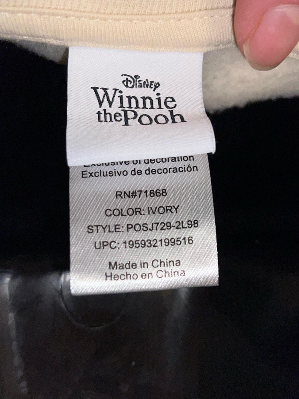 Disney Winnie the Pooh Ivory Embroidered Classic Crewneck Sweatshirt Size L - Picture 6 of 7